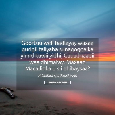 Picture 05 - Markos 5:35 SOM - Goortuu weli hadlayay waxaa gurigii taliyaha - Bible Verse Picture