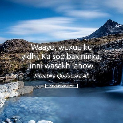 Picture 05 - Markos 5:8 SOM - Waayo, wuxuu ku yidhi, Ka soo bax ninka, jinni - Bible Verse Picture