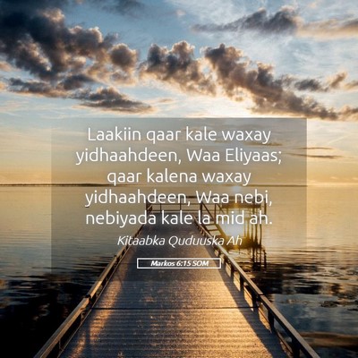 Picture 05 - Markos 6:15 SOM - Laakiin qaar kale waxay yidhaahdeen, Waa Eliyaas; - Bible Verse Picture