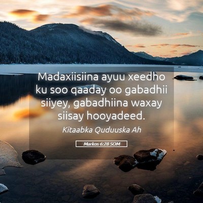Picture 05 - Markos 6:28 SOM - Madaxiisiina ayuu xeedho ku soo qaaday oo - Bible Verse Picture