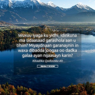 Picture 05 - Markos 7:18 SOM - Wuxuu iyaga ku yidhi, Idinkuna ma sidaasaad - Bible Verse Picture