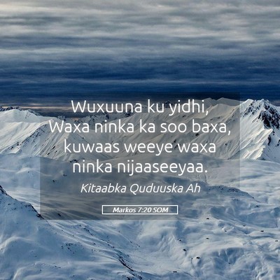 Picture 05 - Markos 7:20 SOM - Wuxuuna ku yidhi, Waxa ninka ka soo baxa, kuwaas - Bible Verse Picture