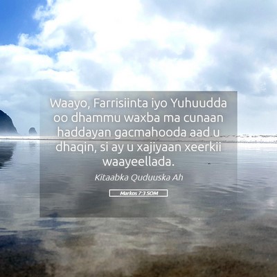 Picture 05 - Markos 7:3 SOM - Waayo, Farrisiinta iyo Yuhuudda oo dhammu waxba - Bible Verse Picture