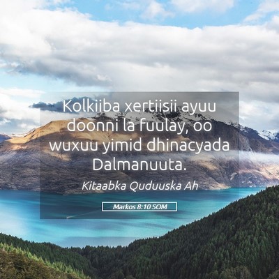 Picture 05 - Markos 8:10 SOM - Kolkiiba xertiisii ayuu doonni la fuulay, oo - Bible Verse Picture