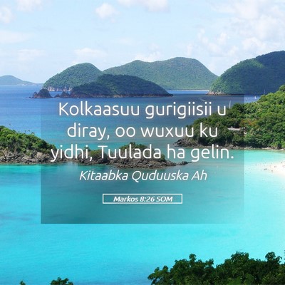 Picture 05 - Markos 8:26 SOM - Kolkaasuu gurigiisii u diray, oo wuxuu ku yidhi, - Bible Verse Picture