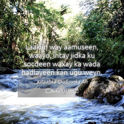Picture 05 - Markos 9:34 SOM - Laakiin way aamuseen, waayo, intay jidka ku - Bible Verse Picture