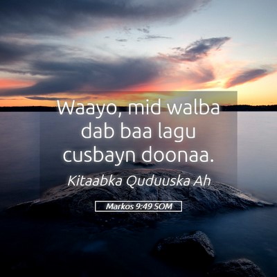Picture 05 - Markos 9:49 SOM - Waayo, mid walba dab baa lagu cusbayn - Bible Verse Picture