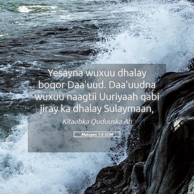 Picture 05 - Matayos 1:6 SOM - Yesayna wuxuu dhalay boqor Daa'uud. Daa'uudna - Bible Verse Picture