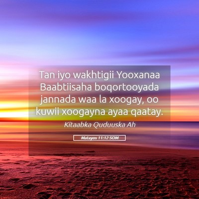 Picture 05 - Matayos 11:12 SOM - Tan iyo wakhtigii Yooxanaa Baabtiisaha - Bible Verse Picture