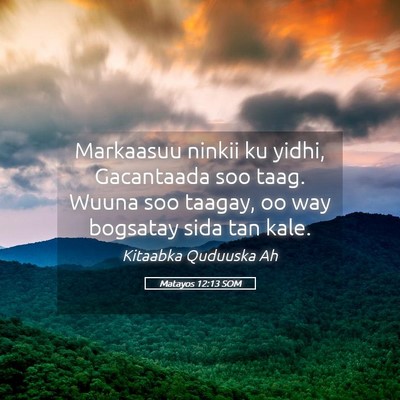 Picture 05 - Matayos 12:13 SOM - Markaasuu ninkii ku yidhi, Gacantaada soo taag. - Bible Verse Picture