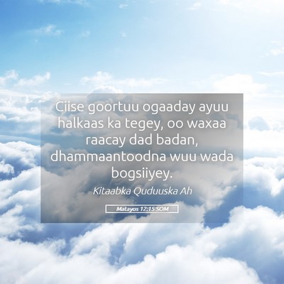 Picture 05 - Matayos 12:15 SOM - Ciise goortuu ogaaday ayuu halkaas ka tegey, oo - Bible Verse Picture