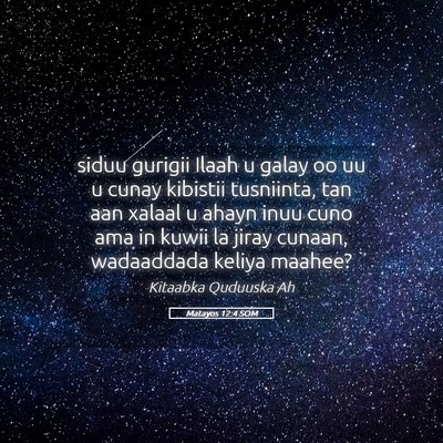 Picture 05 - Matayos 12:4 SOM - siduu gurigii Ilaah u galay oo uu u cunay - Bible Verse Picture