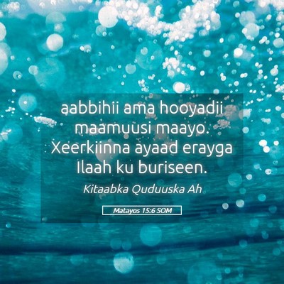 Picture 05 - Matayos 15:6 SOM - aabbihii ama hooyadii maamuusi maayo. Xeerkiinna - Bible Verse Picture