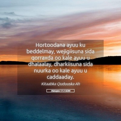 Picture 05 - Matayos 17:2 SOM - Hortoodana ayuu ku beddelmay, wejigiisuna sida - Bible Verse Picture