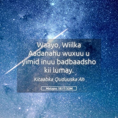 Picture 05 - Matayos 18:11 SOM - Waayo, Wiilka Aadanahu wuxuu u yimid inuu - Bible Verse Picture
