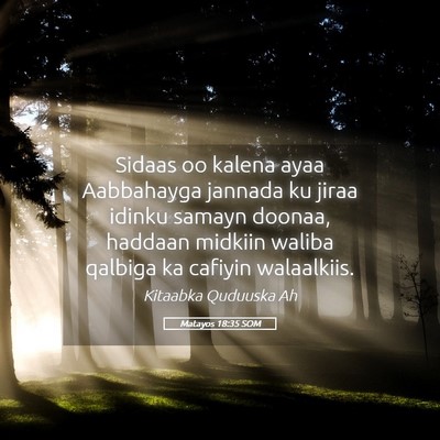 Picture 05 - Matayos 18:35 SOM - Sidaas oo kalena ayaa Aabbahayga jannada ku jiraa - Bible Verse Picture