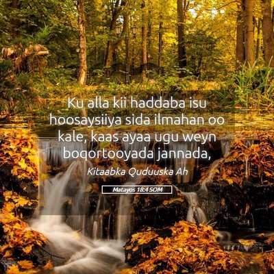 Picture 05 - Matayos 18:4 SOM - Ku alla kii haddaba isu hoosaysiiya sida ilmahan - Bible Verse Picture
