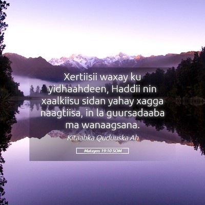 Picture 05 - Matayos 19:10 SOM - Xertiisii waxay ku yidhaahdeen, Haddii nin - Bible Verse Picture