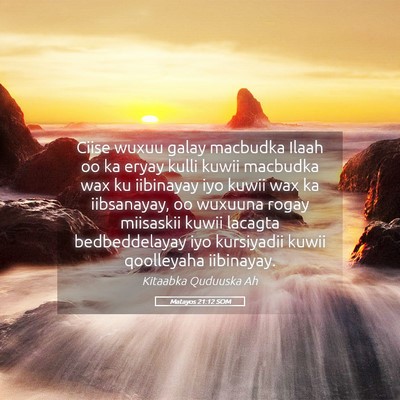Picture 05 - Matayos 21:12 SOM - Ciise wuxuu galay macbudka Ilaah oo ka eryay - Bible Verse Picture