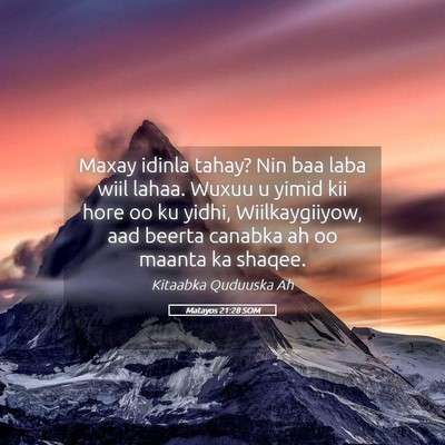 Picture 05 - Matayos 21:28 SOM - Maxay idinla tahay? Nin baa laba wiil lahaa. - Bible Verse Picture