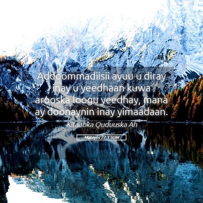 Picture 05 - Matayos 22:3 SOM - Addoommadiisii ayuu u diray inay u yeedhaan kuwa - Bible Verse Picture