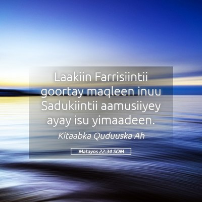 Picture 05 - Matayos 22:34 SOM - Laakiin Farrisiintii goortay maqleen inuu - Bible Verse Picture