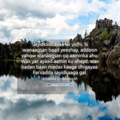 Picture 05 - Matayos 25:21 SOM - Sayidkiisii ayaa ku yidhi, Si wanaagsan baad - Bible Verse Picture