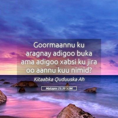 Picture 05 - Matayos 25:39 SOM - Goormaannu ku aragnay adigoo buka ama adigoo - Bible Verse Picture