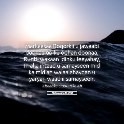 Picture 05 - Matayos 25:40 SOM - Markaasaa Boqorkii u jawaabi doonaa oo ku odhan - Bible Verse Picture