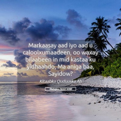Picture 05 - Matayos 26:22 SOM - Markaasay aad iyo aad u caloolxumaadeen, oo waxay - Bible Verse Picture