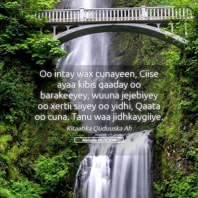 Picture 05 - Matayos 26:26 SOM - Oo intay wax cunayeen, Ciise ayaa kibis qaaday oo - Bible Verse Picture