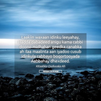 Picture 05 - Matayos 26:29 SOM - Laakiin waxaan idinku leeyahay, Hadda dabadeed - Bible Verse Picture