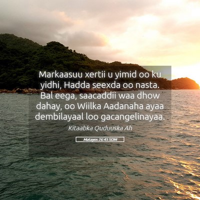 Picture 05 - Matayos 26:45 SOM - Markaasuu xertii u yimid oo ku yidhi, Hadda - Bible Verse Picture