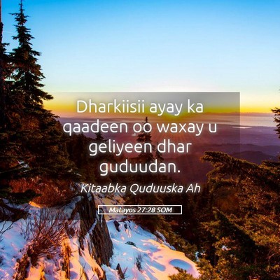 Picture 05 - Matayos 27:28 SOM - Dharkiisii ayay ka qaadeen oo waxay u geliyeen - Bible Verse Picture