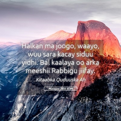 Picture 05 - Matayos 28:6 SOM - Halkan ma joogo, waayo, wuu sara kacay siduu - Bible Verse Picture