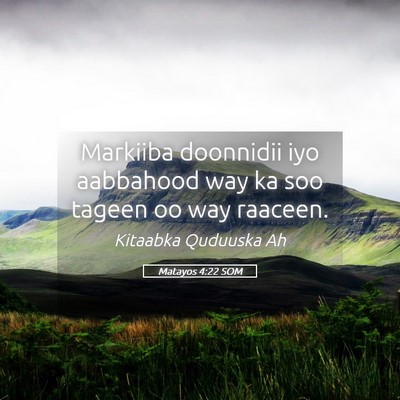 Picture 05 - Matayos 4:22 SOM - Markiiba doonnidii iyo aabbahood way ka soo - Bible Verse Picture