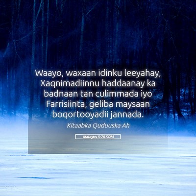 Picture 05 - Matayos 5:20 SOM - Waayo, waxaan idinku leeyahay, Xaqnimadiinnu - Bible Verse Picture