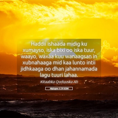 Picture 05 - Matayos 5:29 SOM - Haddii ishaada midig ku xumayso, iska bixi oo - Bible Verse Picture