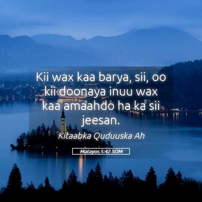 Picture 05 - Matayos 5:42 SOM - Kii wax kaa barya, sii, oo kii doonaya inuu wax - Bible Verse Picture
