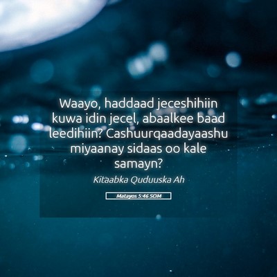 Picture 05 - Matayos 5:46 SOM - Waayo, haddaad jeceshihiin kuwa idin jecel, - Bible Verse Picture