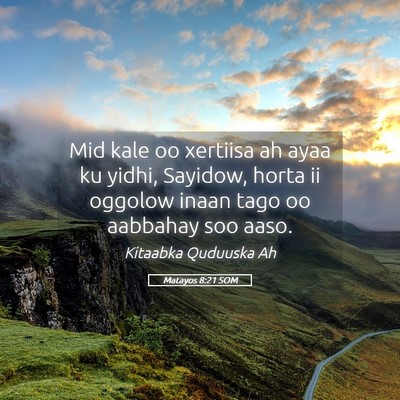 Picture 05 - Matayos 8:21 SOM - Mid kale oo xertiisa ah ayaa ku yidhi, Sayidow, - Bible Verse Picture