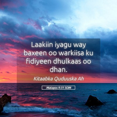 Picture 05 - Matayos 9:31 SOM - Laakiin iyagu way baxeen oo warkiisa ku fidiyeen - Bible Verse Picture