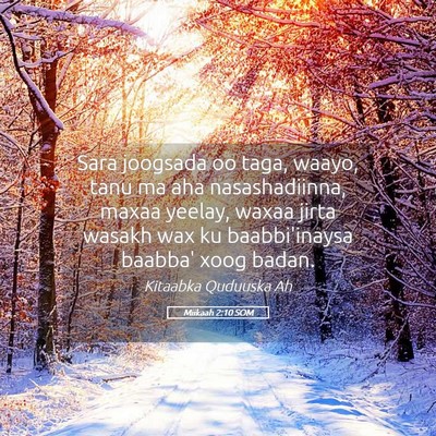 Picture 05 - Miikaah 2:10 SOM - Sara joogsada oo taga, waayo, tanu ma aha - Bible Verse Picture