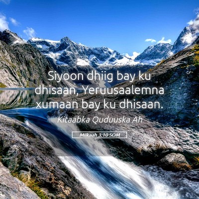Picture 05 - Miikaah 3:10 SOM - Siyoon dhiig bay ku dhisaan, Yeruusaalemna xumaan - Bible Verse Picture