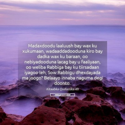 Picture 05 - Miikaah 3:11 SOM - Madaxdoodu laaluush bay wax ku xukumaan, - Bible Verse Picture