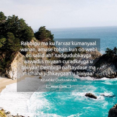 Picture 05 - Miikaah 6:7 SOM - Rabbigu ma ku farxaa kumanyaal wanan, amase toban - Bible Verse Picture