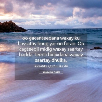 Picture 05 - Muujintii 10:2 SOM - oo gacanteedana waxay ku haysatay buug yar oo - Bible Verse Picture