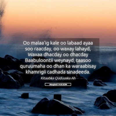 Picture 05 - Muujintii 14:8 SOM - Oo malaa'ig kale oo labaad ayaa soo raacday, oo - Bible Verse Picture