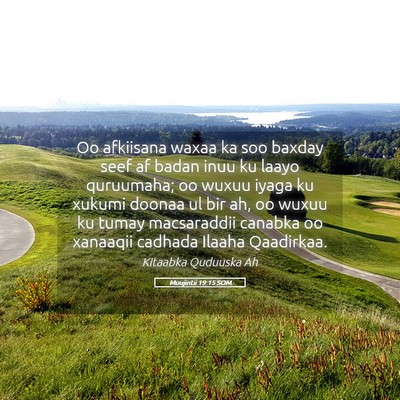 Picture 05 - Muujintii 19:15 SOM - Oo afkiisana waxaa ka soo baxday seef af badan - Bible Verse Picture