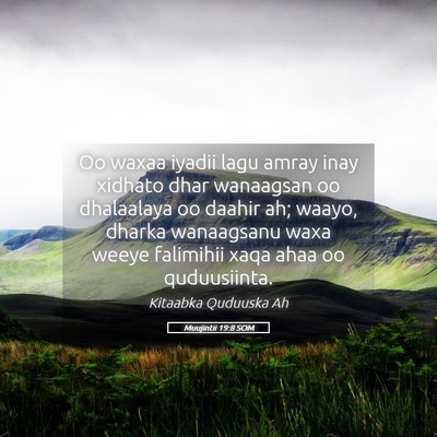 Picture 05 - Muujintii 19:8 SOM - Oo waxaa iyadii lagu amray inay xidhato dhar - Bible Verse Picture